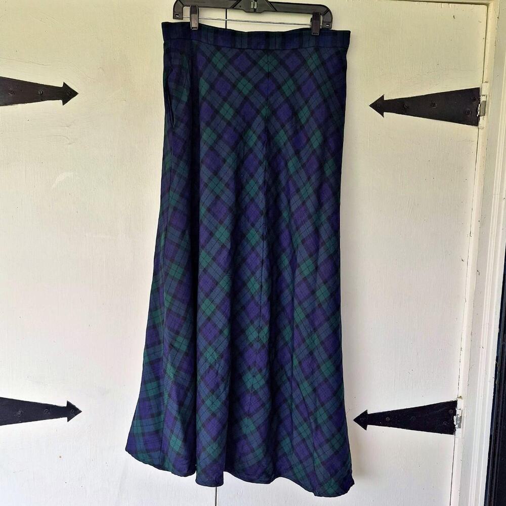 Vintage pendleton black watch plaid maxi skirt 100% wool